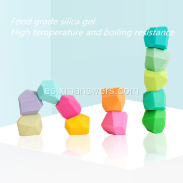 Bloques de construcción de piedra equilibrada de color silicona para niños